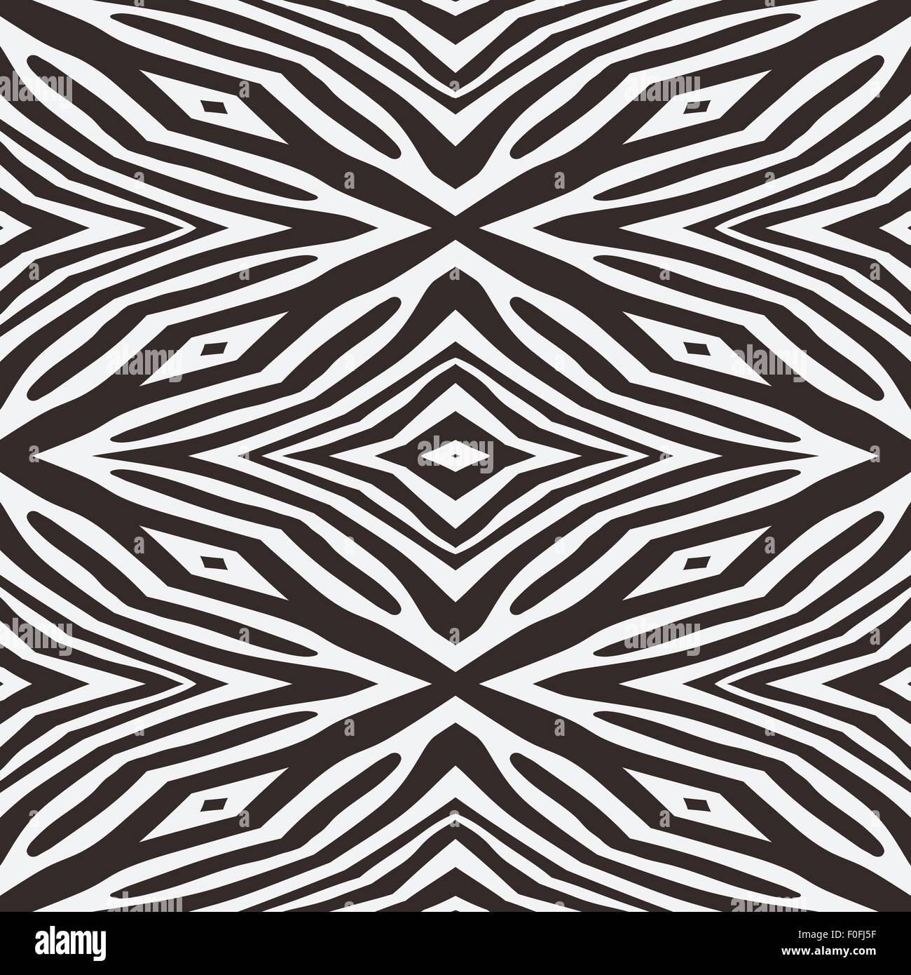 Kaleidoskop vector abstrakte nahtlose Hintergrund basierend auf Zebrastreifen. Schöne natürliche Muster. Stock Vektor