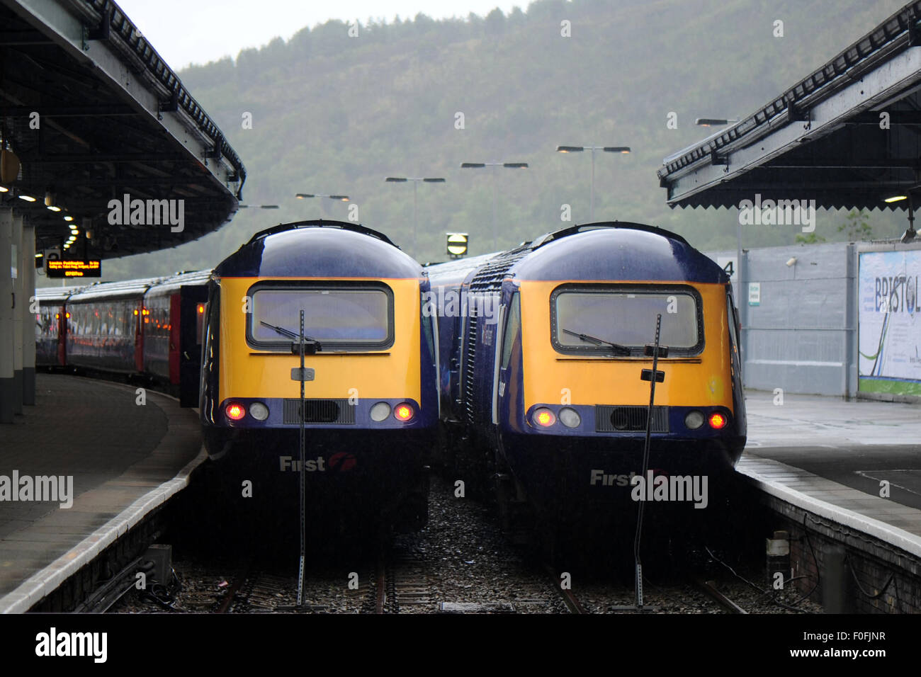 Zwei Züge der First Great Western bei Swansea Bahnhof Stockfotografie