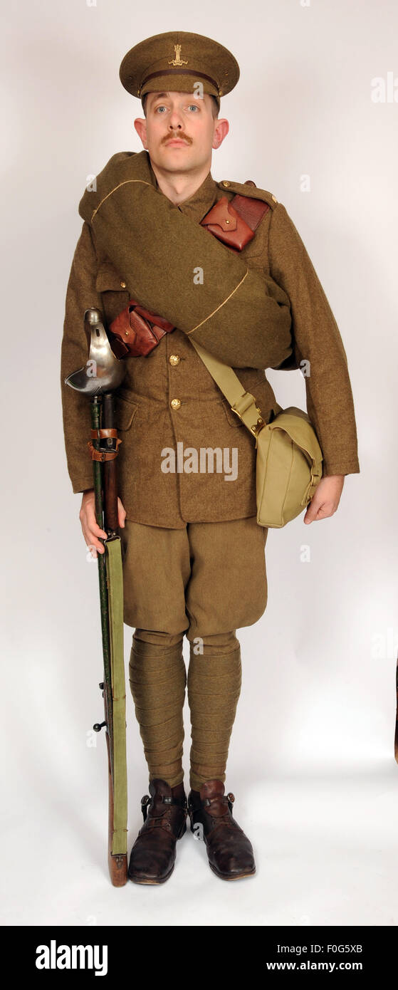 Ein großer Krieg gleichmäßig abgenutzt durch britische Kavallerie Husaren Soldaten 1914-1918. Stockfoto