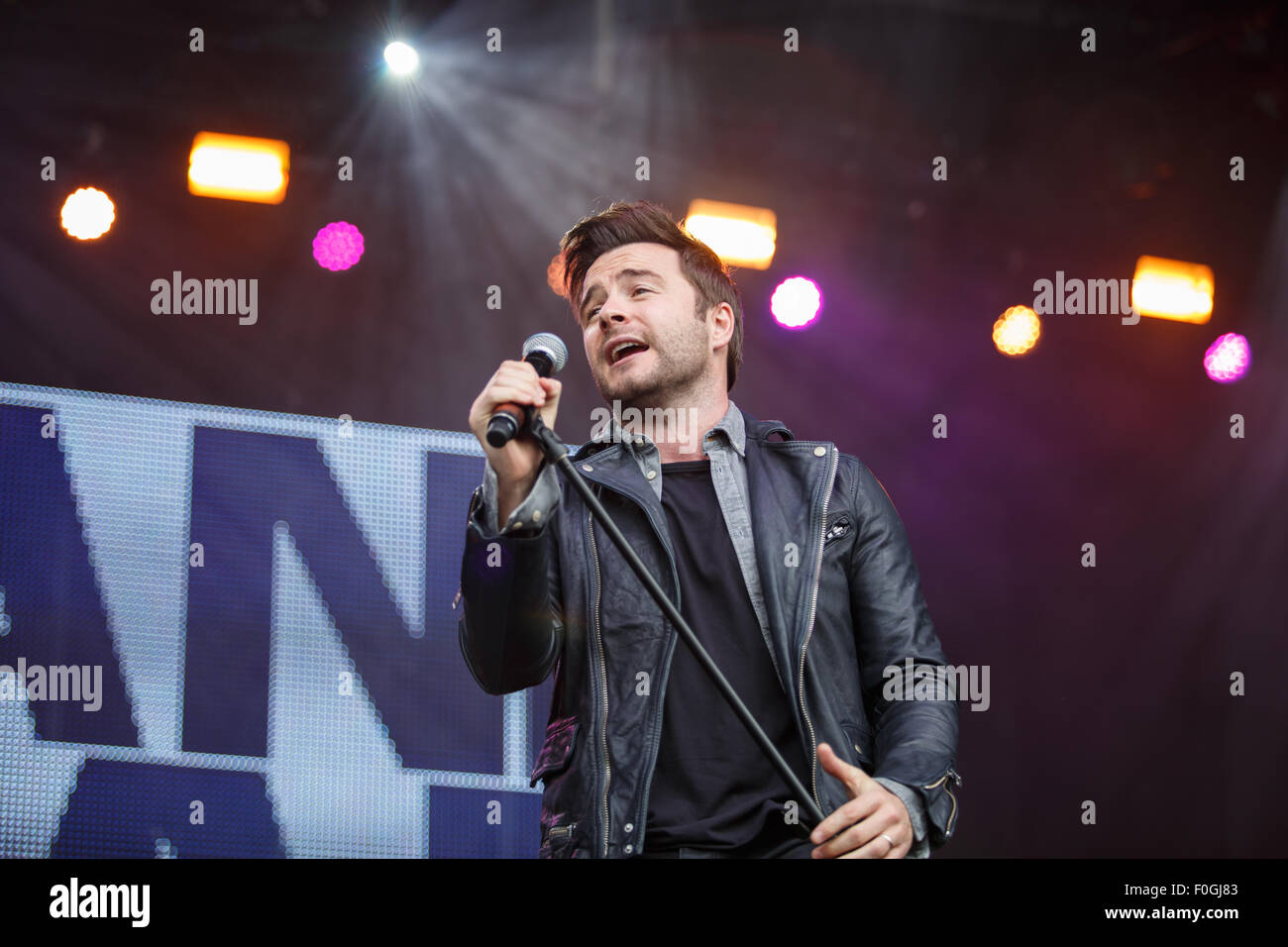 Betley, Cheshire, UK. 15. August 2015. Shane Filan tritt am ein-/Ausgang 1 "Total Access Live" am Betley Court Farm, in der Nähe von Crewe, Cheshire. Bildnachweis: Simon Newbury/Alamy Live-Nachrichten Stockfoto