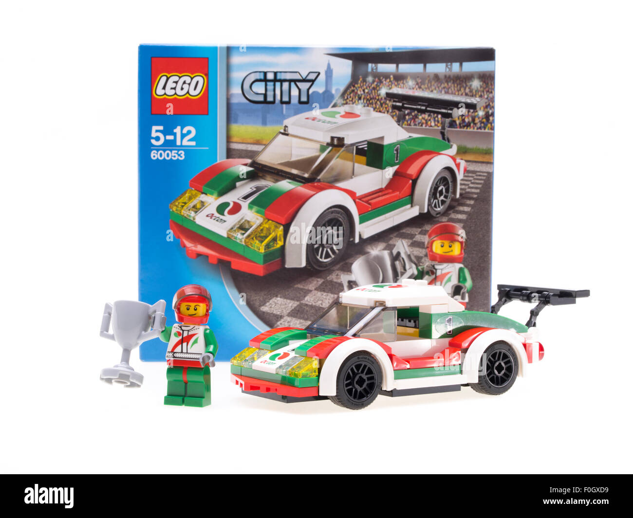 LEGO Spielzeug-Rennwagen. Eine legendäre Kinderspielzeug produziert von LEGO Billund, Dänemark Stockfoto