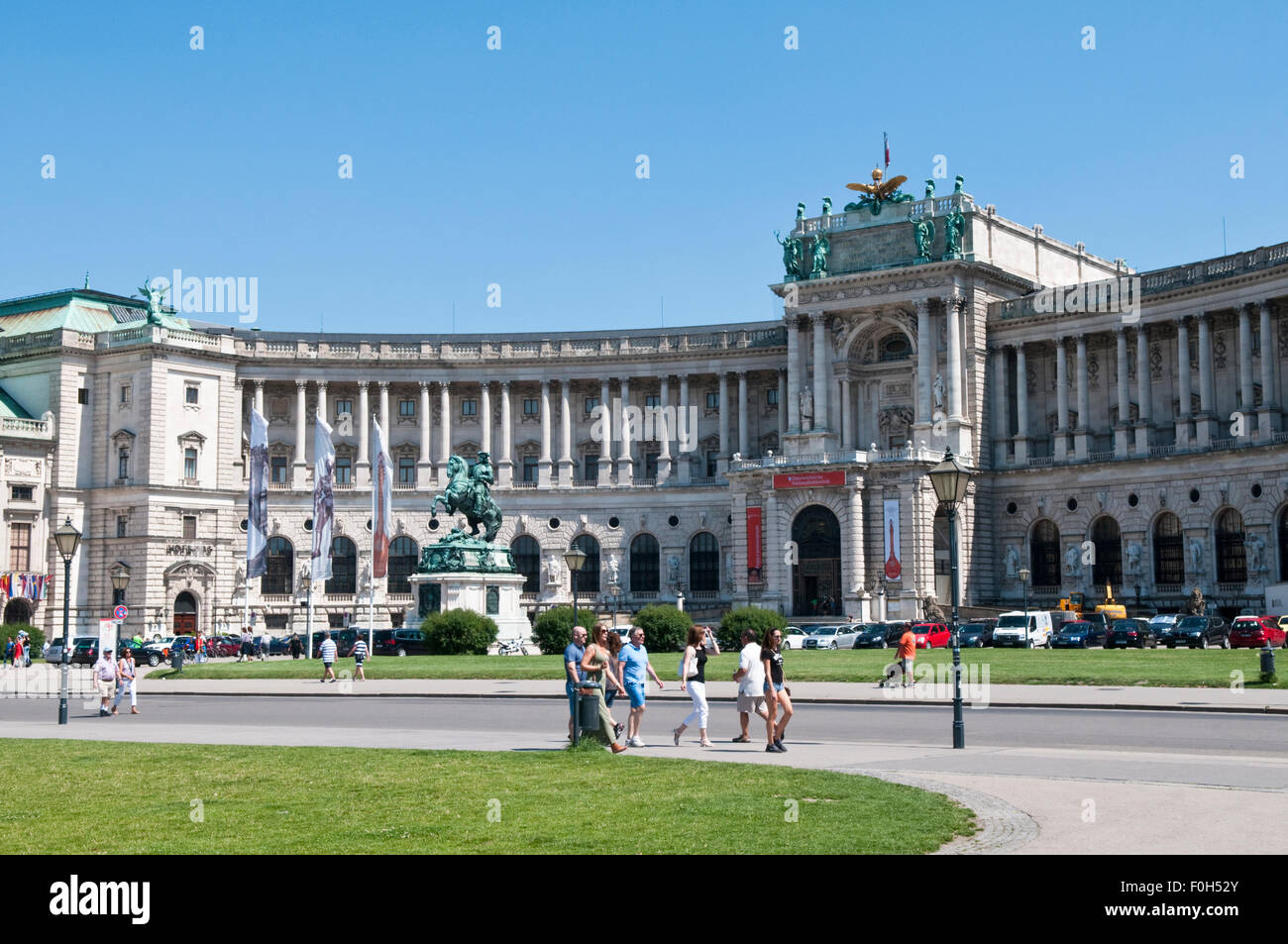 Blick über Heldenplatz in der Hofburg in Wien, Österreich Stockfoto