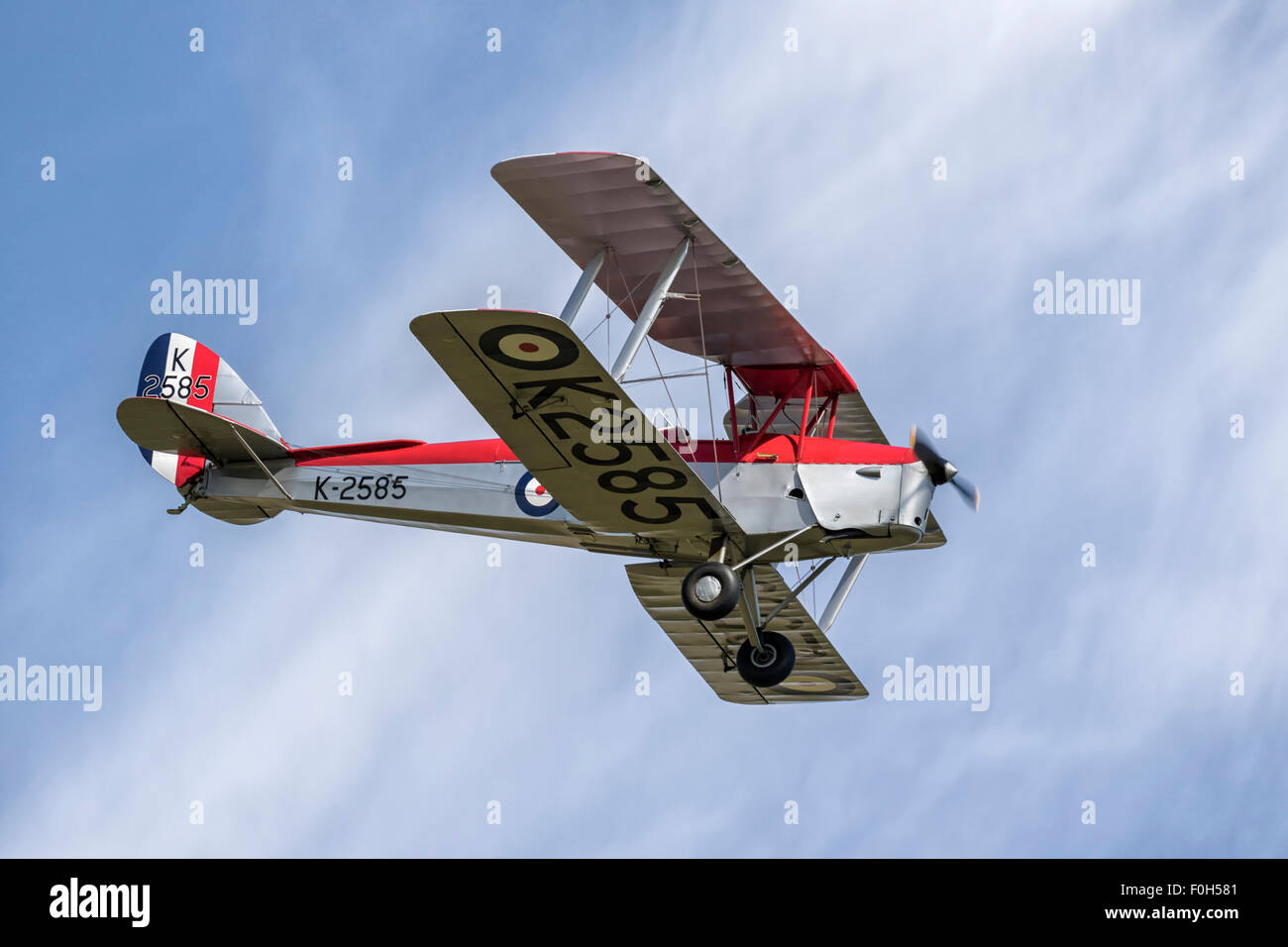 De Havilland DH82 Tiger Moth WW2 Doppeldecker trainer Stockfoto