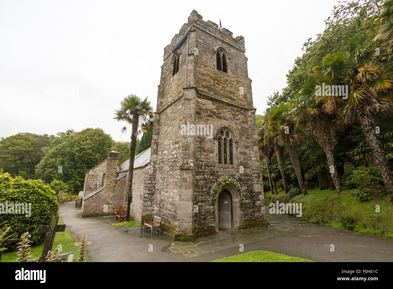 st nur in roseland Churchyard cornwall england großbritannien Stockfoto
