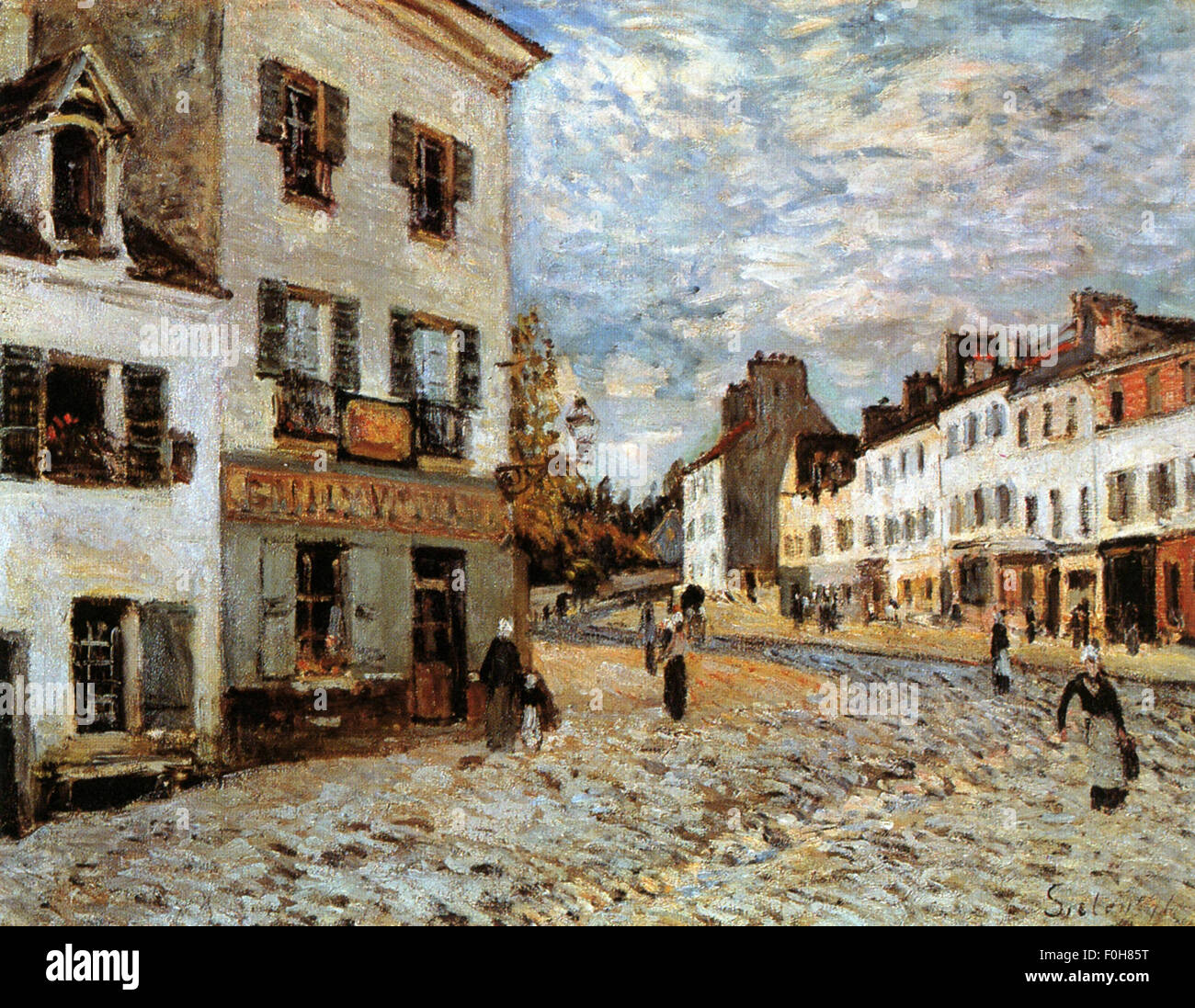 Alfred Sisley - Place du Marché À Marly Stockfoto