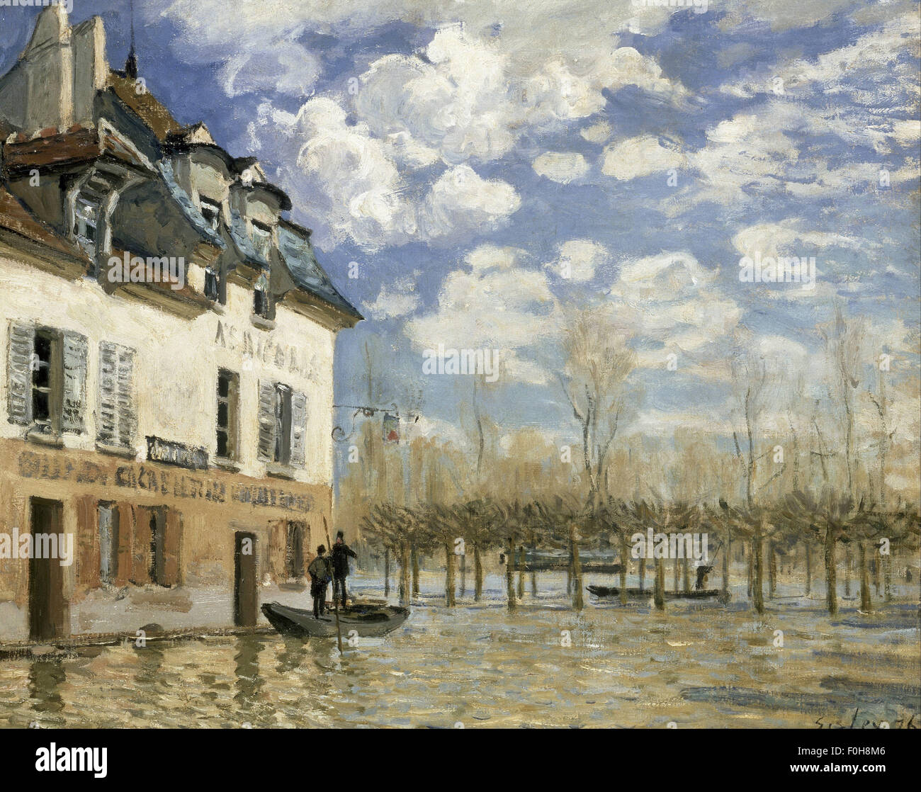 Alfred Sisley - Boot in der Flut an Port Marly Stockfoto