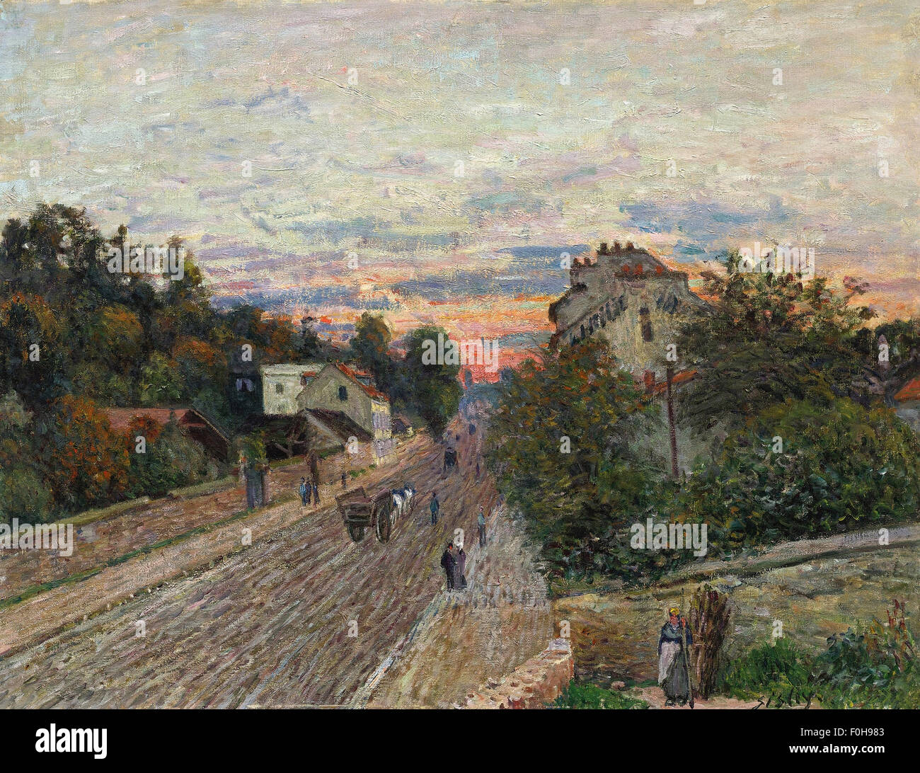 Alfred Sisley - Coucher de Soleil, La Route de Versailles À Chavilles Stockfoto