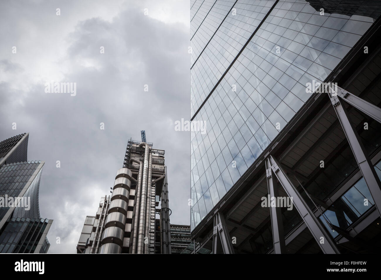 Trio der legendären Wolkenkratzer in der City of London Stockfoto