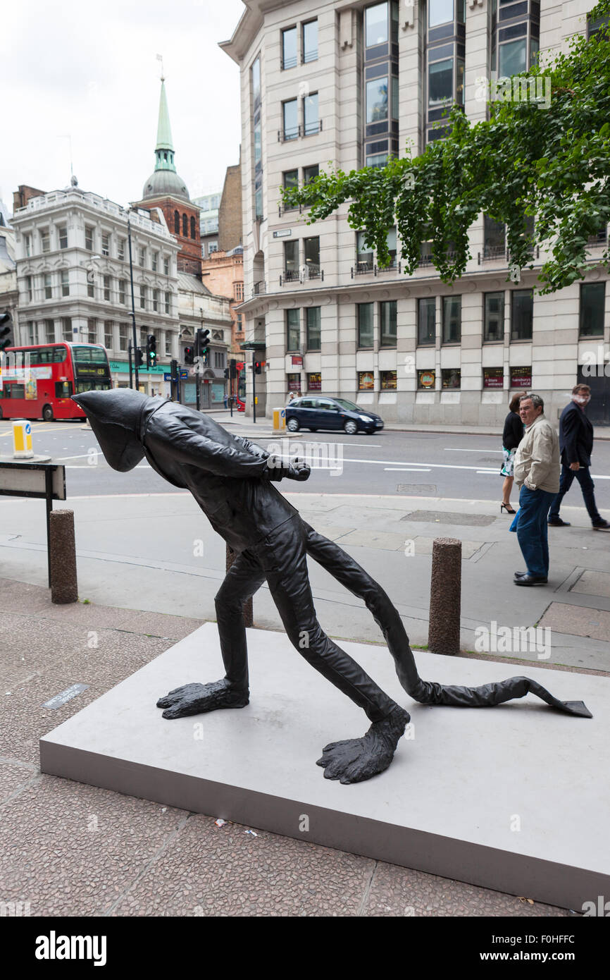 Tage des Gerichts - Katzen 1 & 2 von Laura Ford ist ein Kunstwerk in der City of London als Teil der Skulptur in der Stadt 2015 installiert Stockfoto
