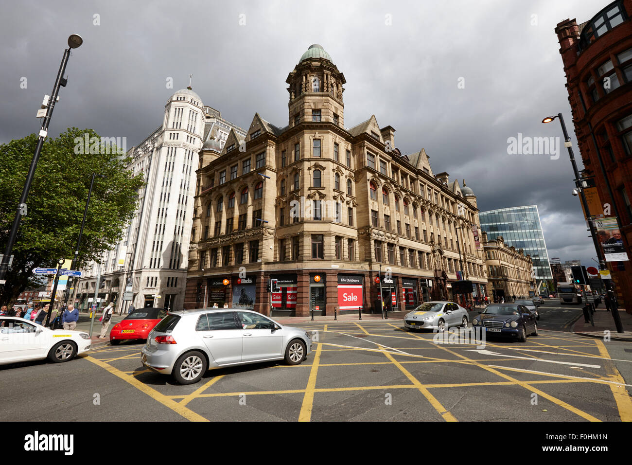 markante Gebäude auf Deansgate Hauptdurchgangsstraße Manchester City centre England UK Stockfoto