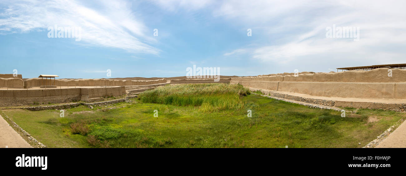 Überreste der archäologische Stadt Chan Chan in Trujillo. Peru. Stockfoto