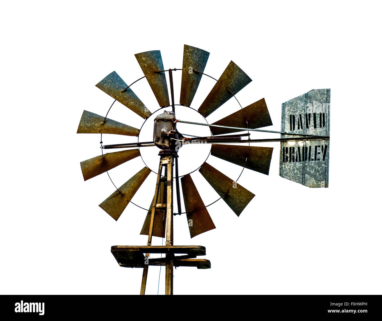 Ein Knockout-Bild einer David Bradley ländliche Windmühle im Musée Mid America Windmühle in Kendallville Indiana Stockfoto