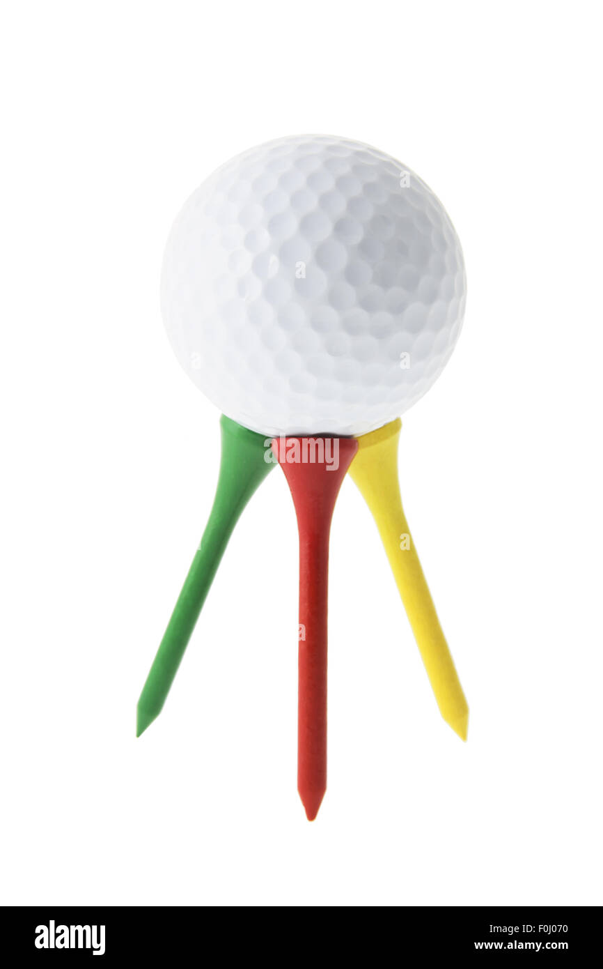 Golfball auf Golf-Tees Stockfoto