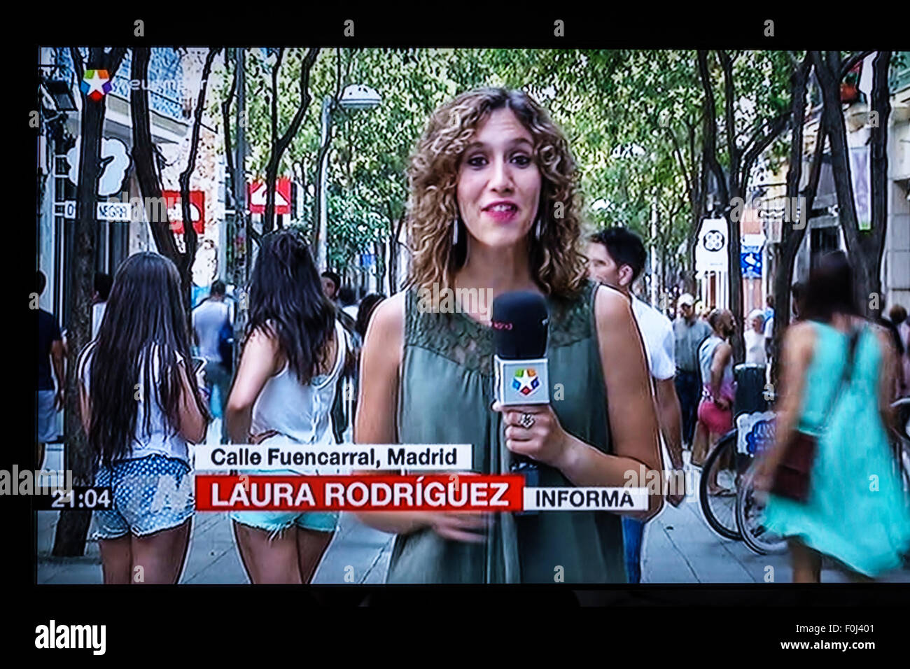 Madrid Spanien,Europa Spanisch Spanisch Hispanic TV,Bildschirm Medien,Nachrichten,Berichterstattung,Journalist,Reporter,m Stockfoto