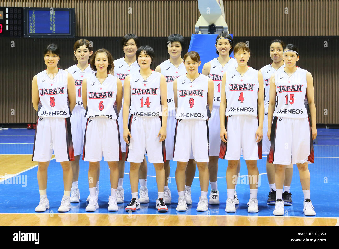 Japan JD Gruppe Mannschaftsaufstellung JPN 16. August 2015 Basketball International Basketball Japan Spiele 2015 zwischen Japan JD 128 30 Thaifrauen am 2. Yoyogi Gymnasium Tokio Japan. Foto von YUTAKA...