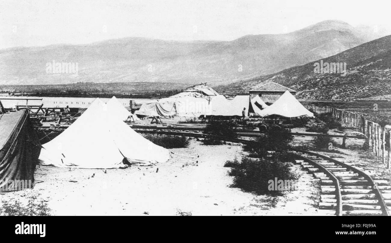 Transport / Transport, Eisenbahn, Bau der Bagdad-Eisenbahn, Lager der Architekten während der Bauarbeiten, um 1910, zusätzliche-Rechte-Clearences-nicht vorhanden Stockfoto