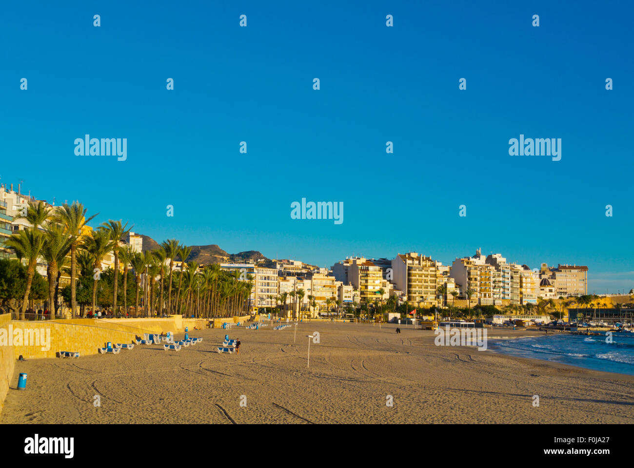 Playa de Poniente, Strand, Benidorm, Alicante Provinz, Marina Baixa, Costa Blanca, Spanien Stockfoto