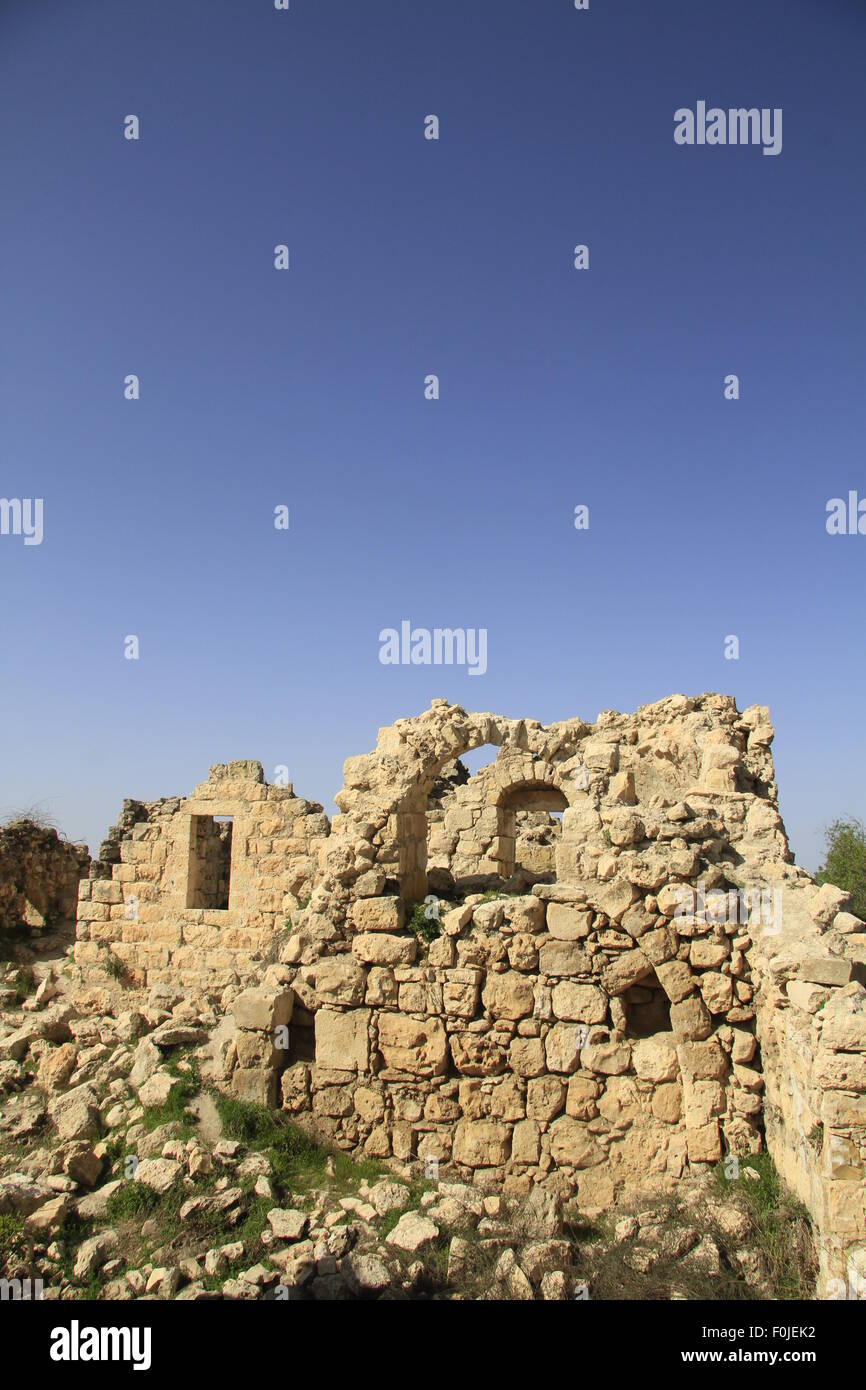 Israel, Jerusalem Berge, Ruinen der Festung Crusader Belmont auf Mount Zuba Stockfoto