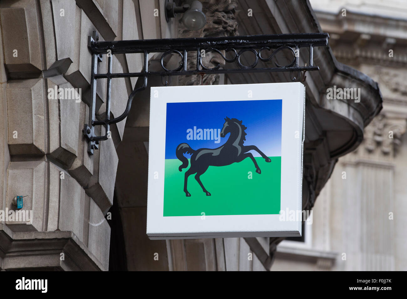 Lloyds Bank, schwarzes Pferd Logo, Bank, City of London, England, UK Stockfoto