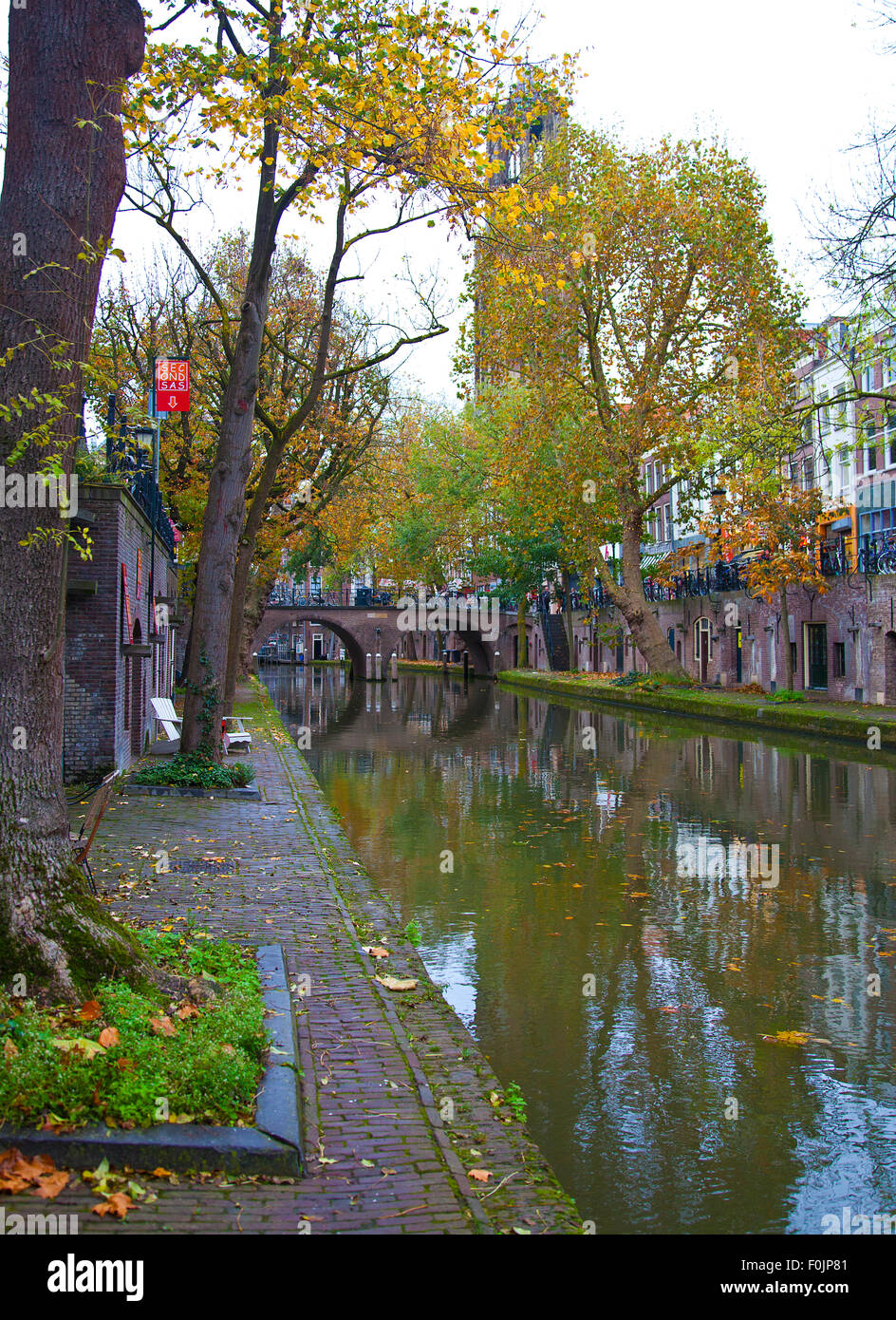 Blick auf Kanal in Utrecht, Niederlande Stockfoto