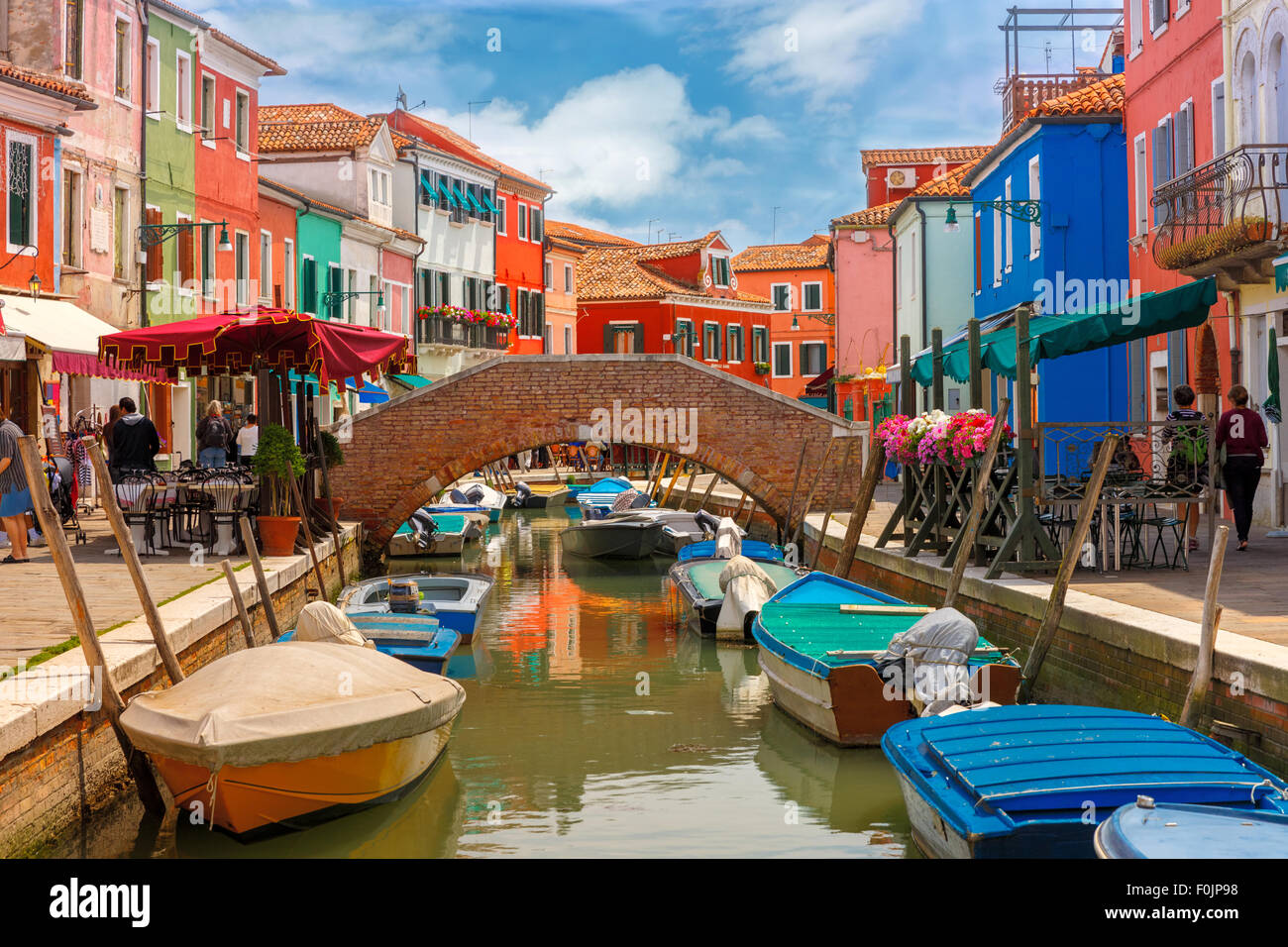 Bunte Häuser auf Burano, Venedig, Italien Stockfoto