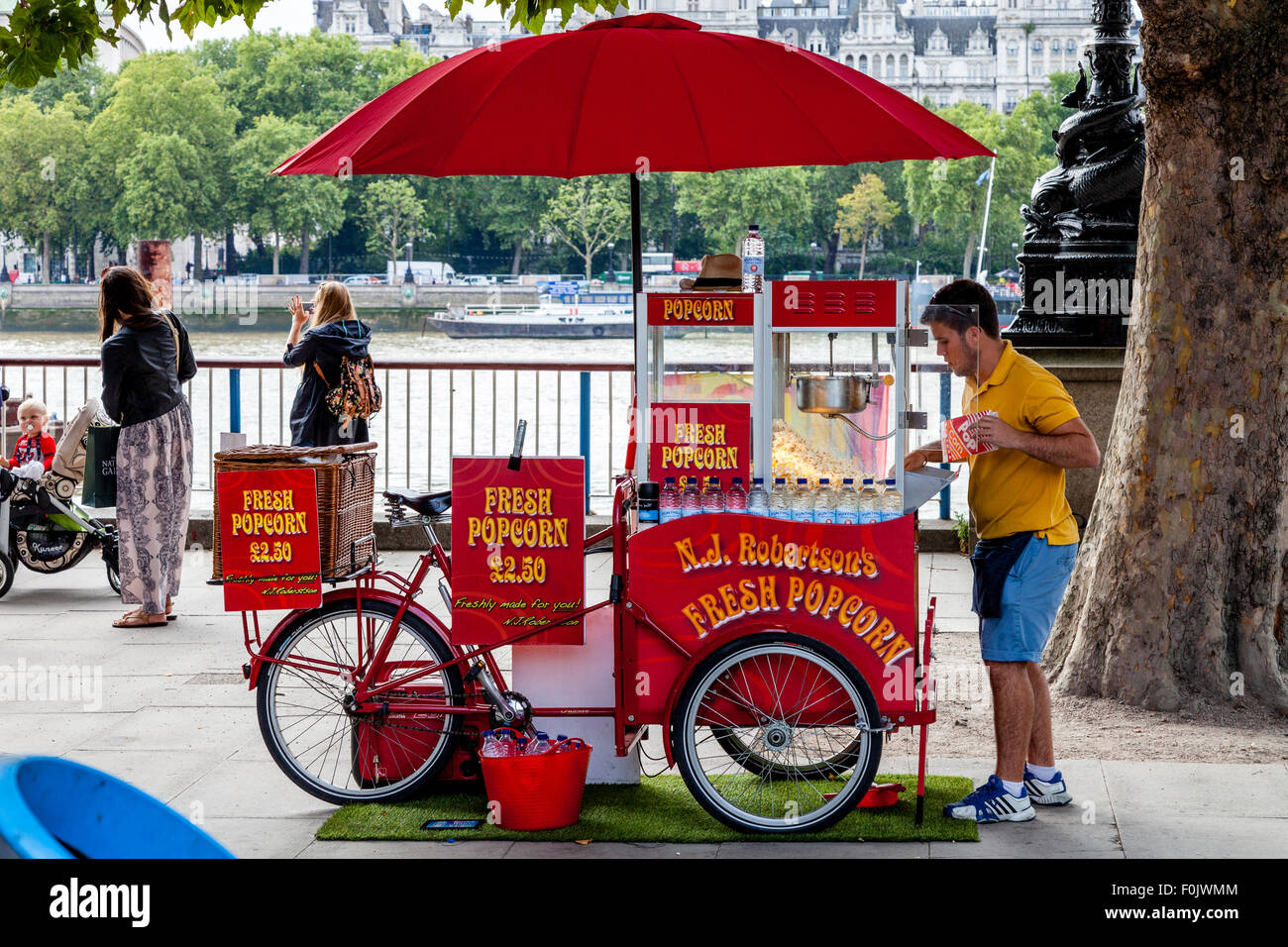 Popcorn-Verkäufer, die Southbank, London, England Stockfoto