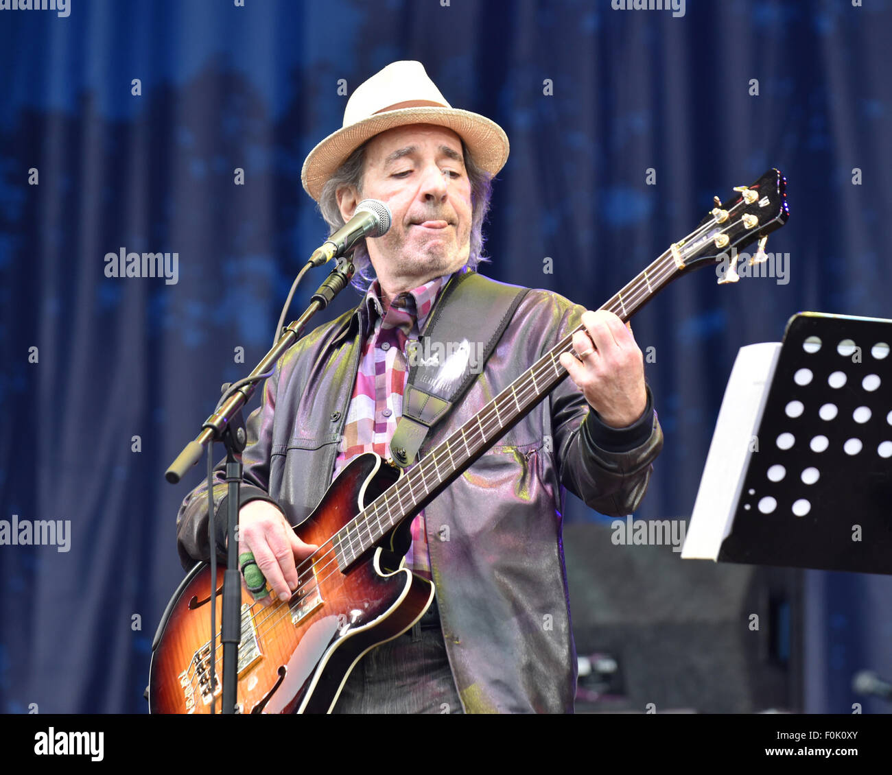 Oxfordshire, Vereinigtes Königreich. 15. August 2015.  Bild: Cropredy Oxfordshire UK. Fairports Cropredy Convention: Singer& Songwriter Judith Owen und Schauspieler und Komiker Ehemann Harry Shearer, Spinal Tap und die Simpsons. Date15/08/2015 Credit: Charlie Bryan/Alamy Live News Stockfoto
