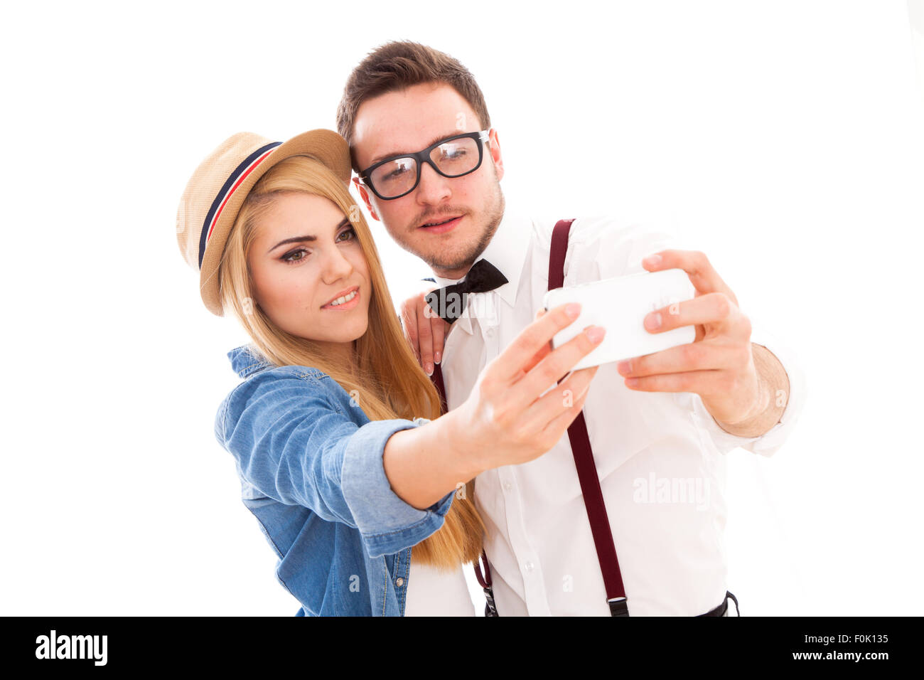 Junge Hipster paar machen ein Selbstporträt Stockfoto