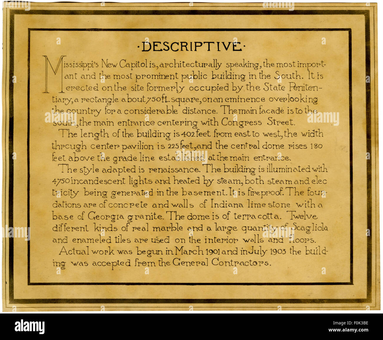 Eine allgemeine Beschreibung oder Analyse eines bestimmten Themas oder Objekts mit relevanten Einzelheiten und Beobachtungen. Dies kann je nach Kontext des Themas historische, künstlerische oder kulturelle Erkenntnisse umfassen. Stockfoto