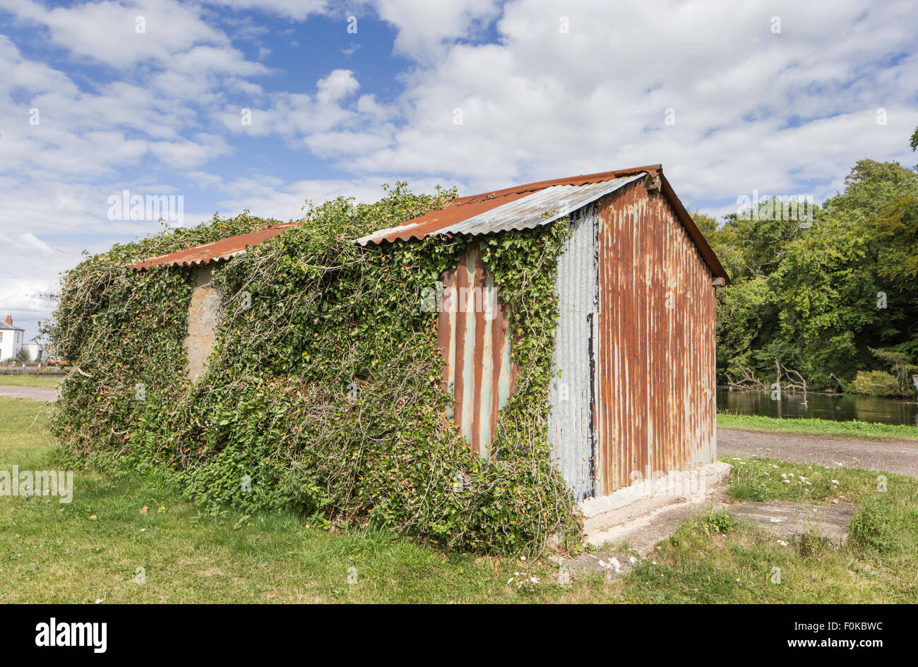 Alten rostigen Wellpappe Schuppen, England, UK Stockfoto