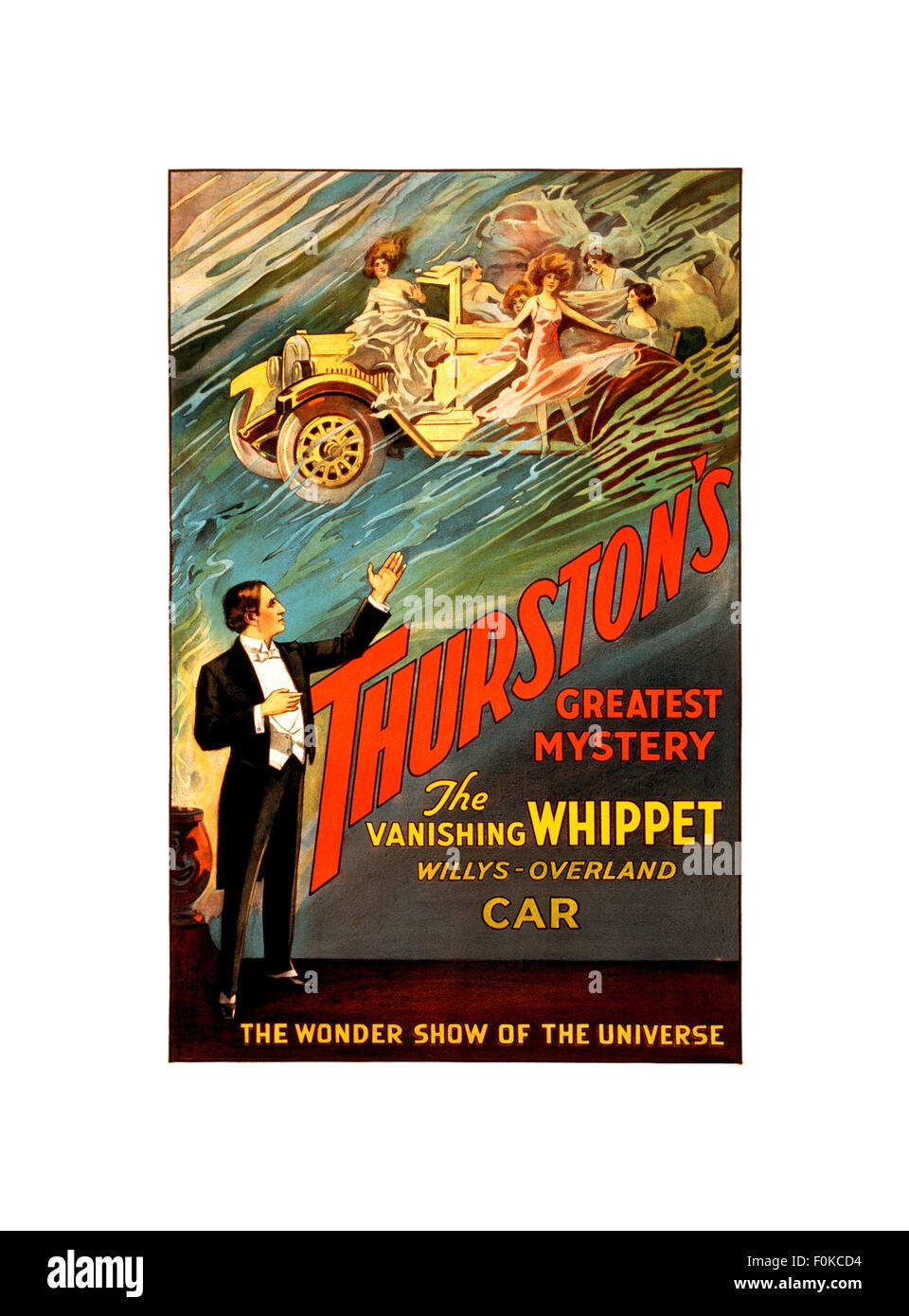 Vintage THURSTON-verschwindende Whippet-Vintage Magic Werbung Plakat 1929 Stockfoto