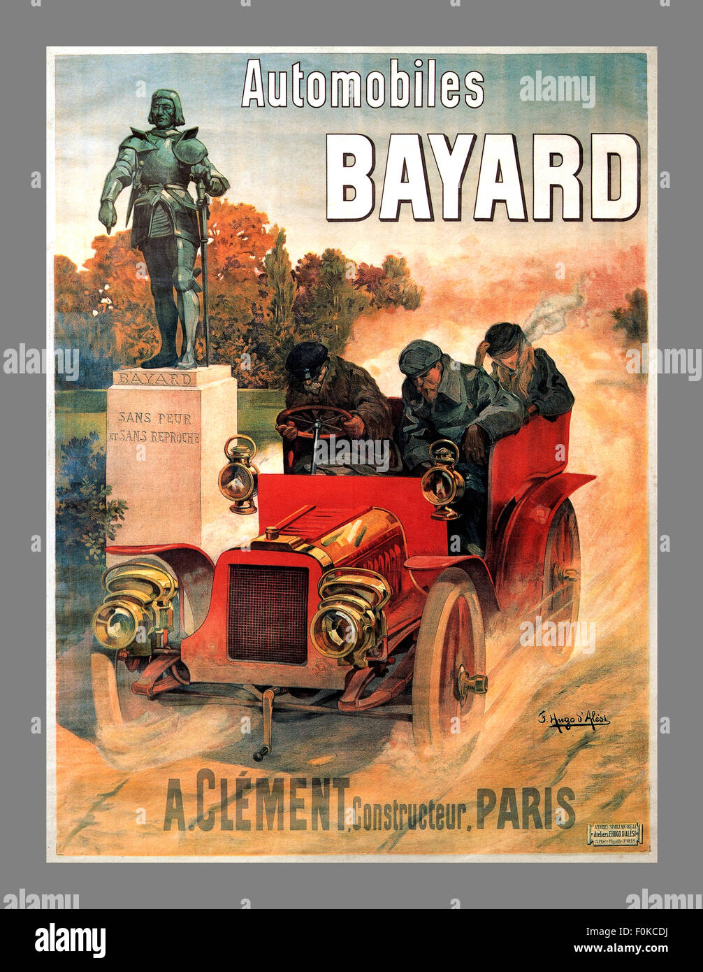 1900 Auto Rennen Automobile BAYARD CLEMENT PARIS französische VINTAGE POSTER Stockfoto