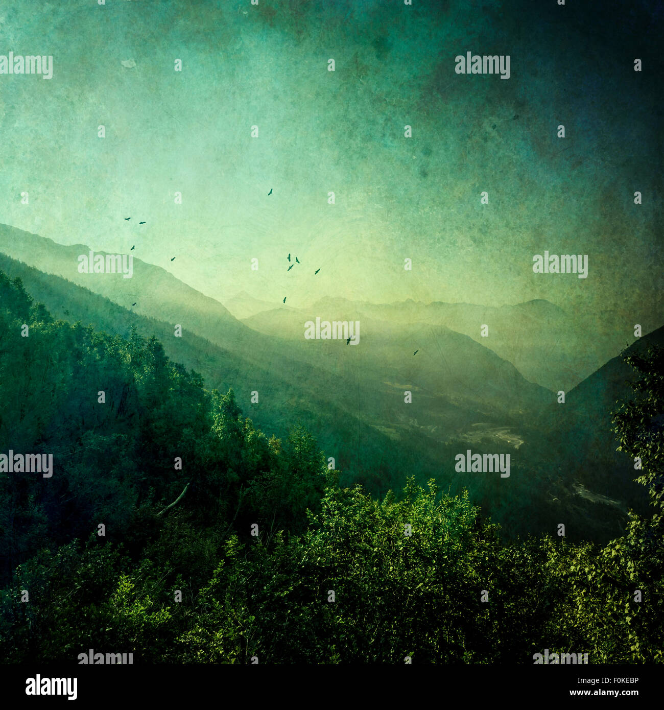 Italien, Lombardei, Blick ins Valmanco Tal, strukturierte Effekt Stockfoto