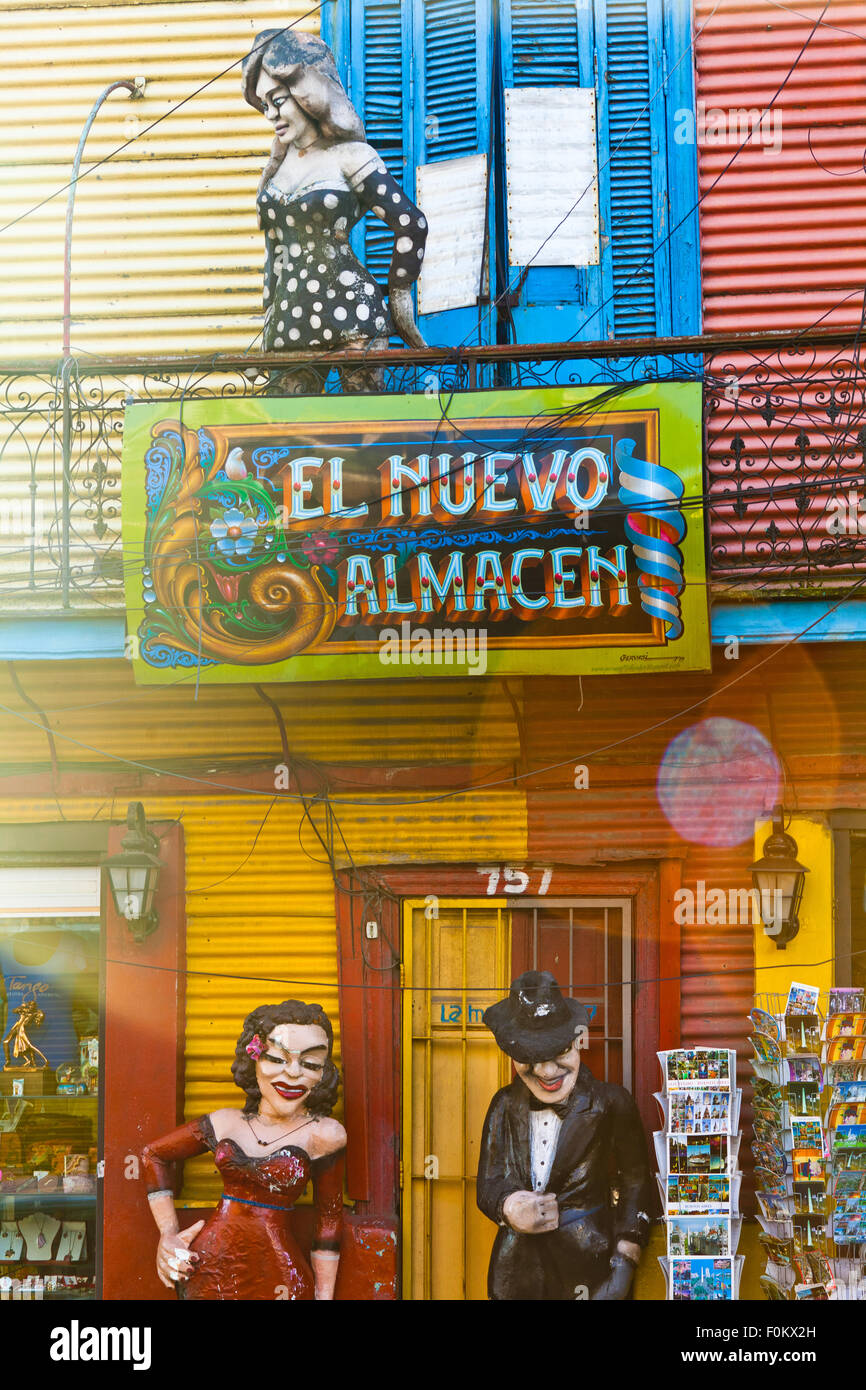 Caminito Straße Kunst bunten Häuser und Architektur in La Boca Town Nachbarschaft, Buenos Aires, Argentinien Stockfoto