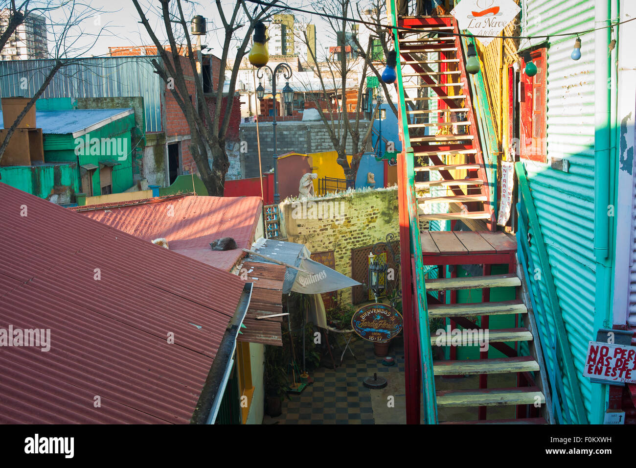 Caminito Straße bunte Häuser und Architektur in La Boca Town Nachbarschaft, Buenos Aires, Argentinien Stockfoto