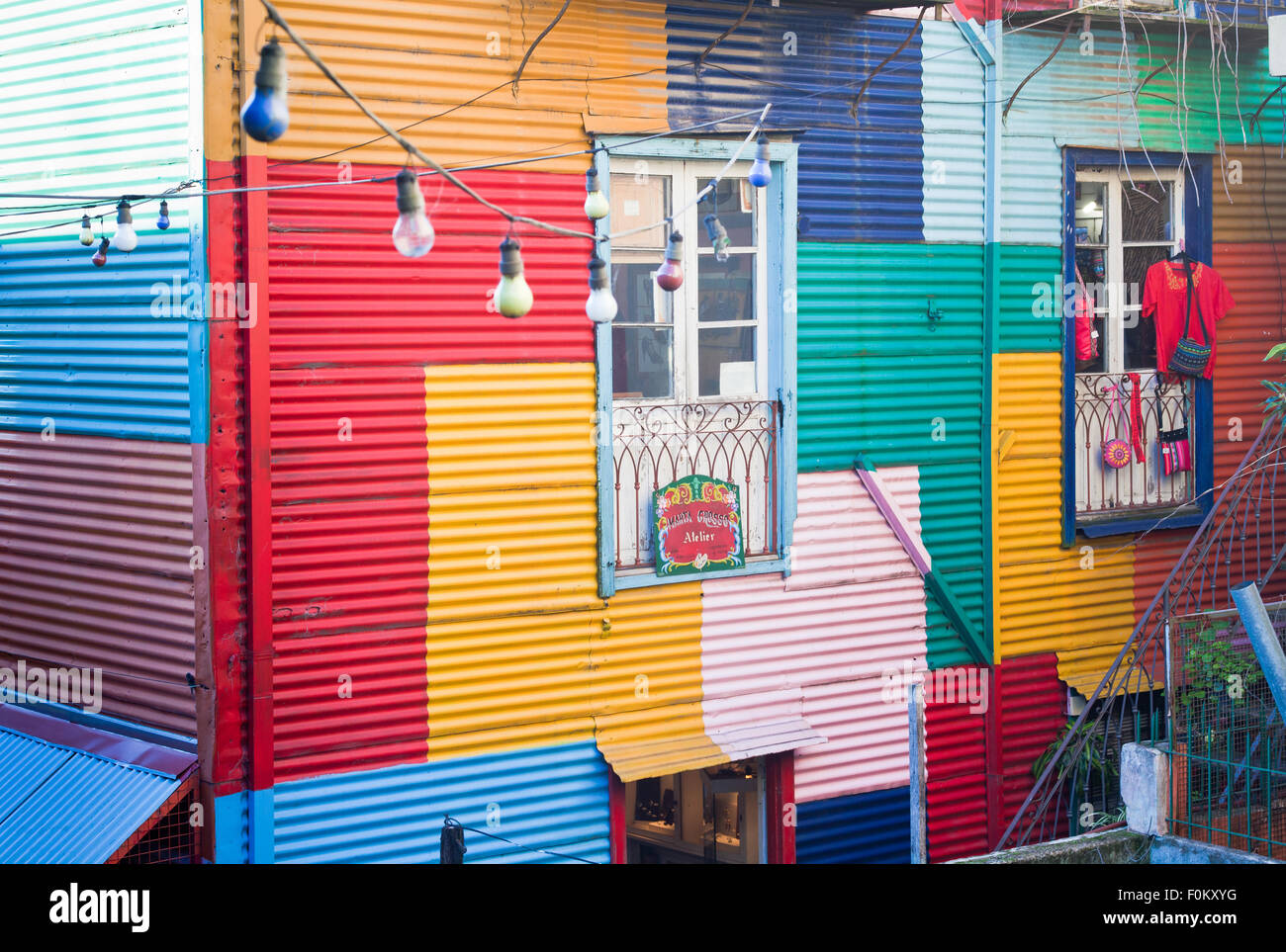 Caminito Straße bunte Häuser und Architektur in La Boca Town Nachbarschaft, Buenos Aires, Argentinien Stockfoto