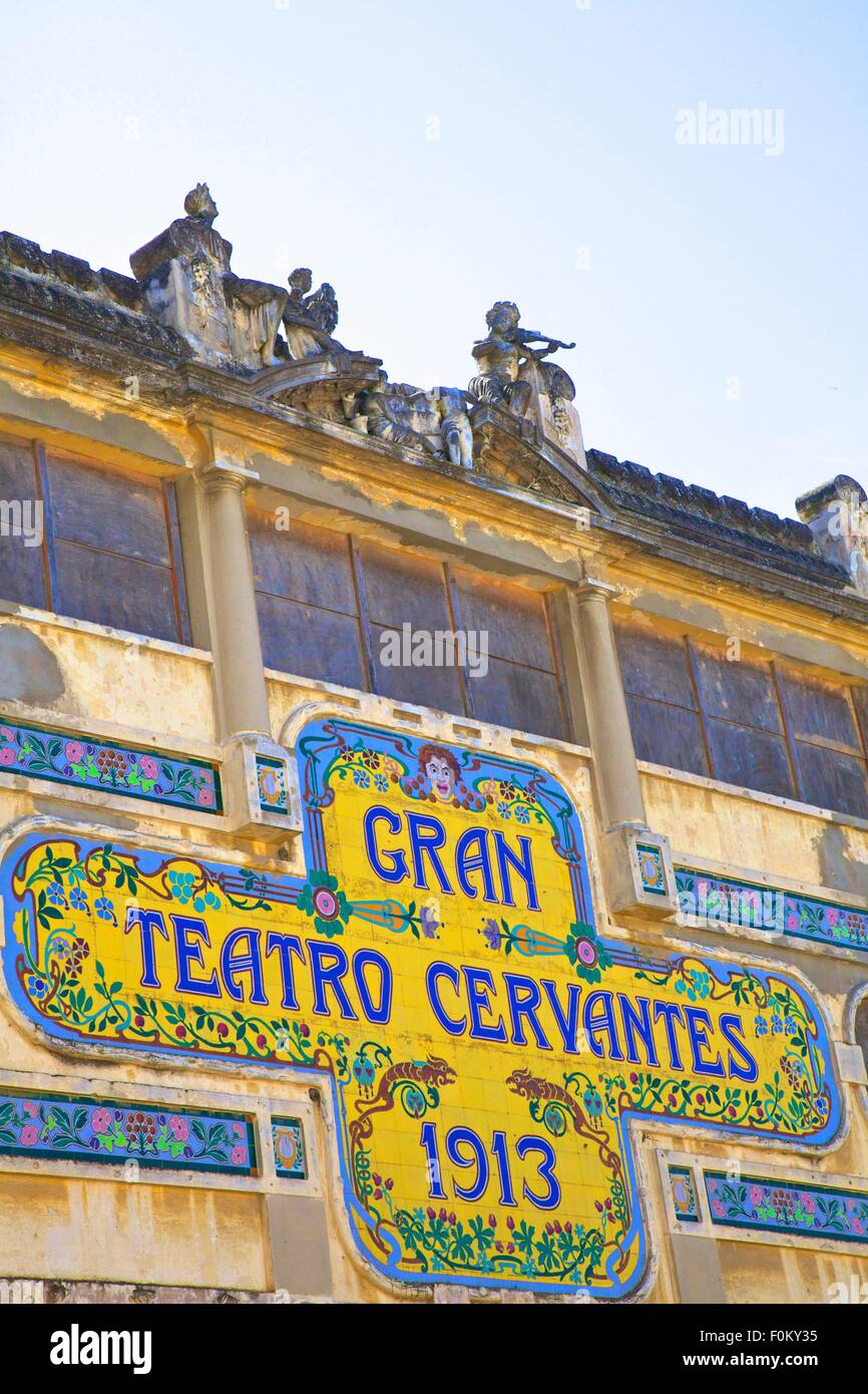 Art-Deco-Fassade des Cervantes Theater, Tanger, Marokko, Nordafrika Stockfoto