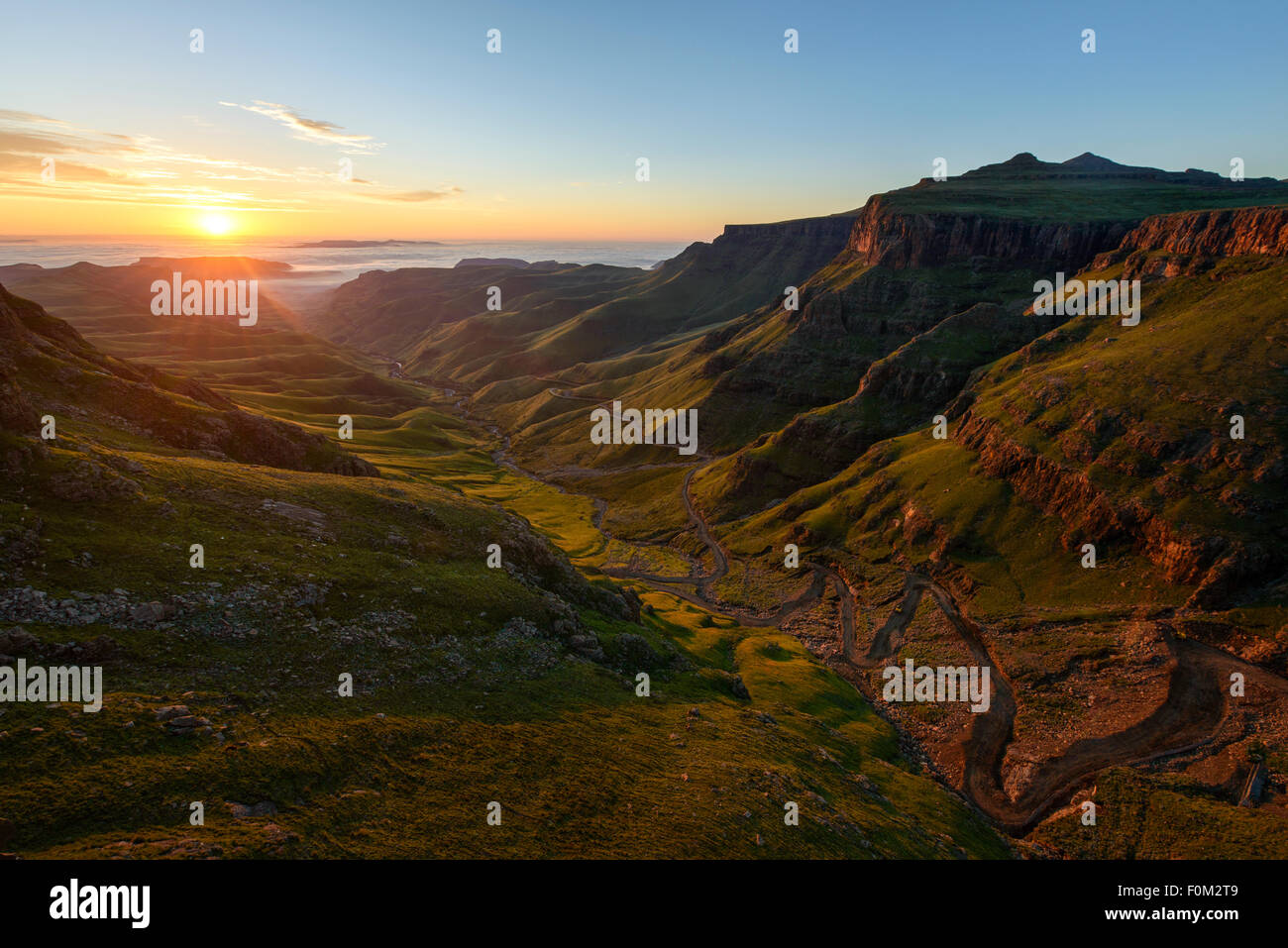 Blick vom Sani Pass zum Drakensberg Palette, Afrika Stockfoto