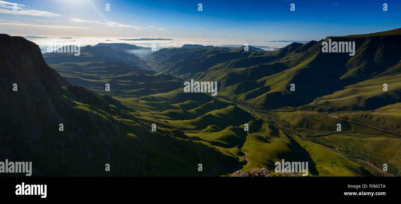 Blick vom Sani Pass zum Drakensberg Palette, Afrika Stockfoto