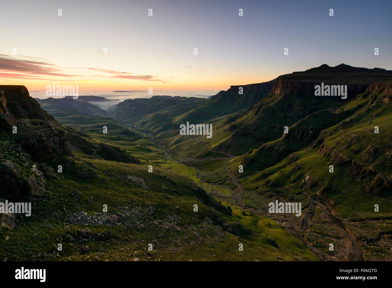 Blick vom Sani Pass zum Drakensberg Palette, Afrika Stockfoto