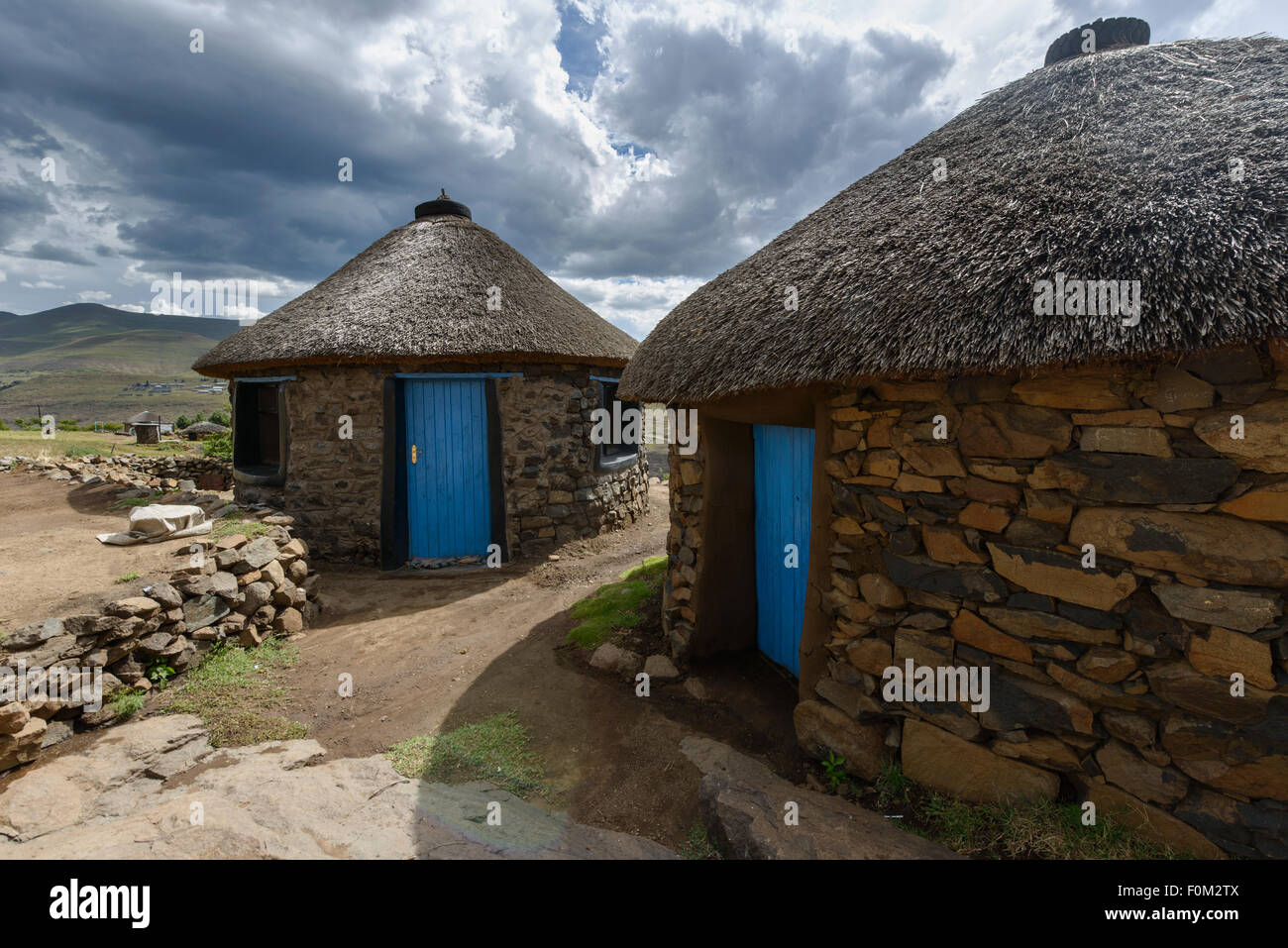 Ein Basotho traditionelles Haus, Lesotho, Afrika Stockfoto