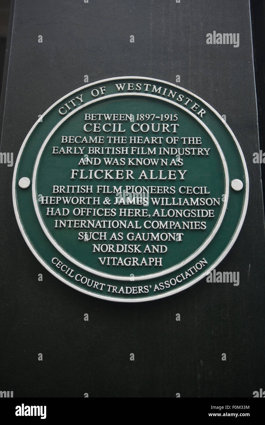 Flicker Alley, Cecil Court, London. Herzen der britischen Filmindustrie 1897-1915 Stockfoto