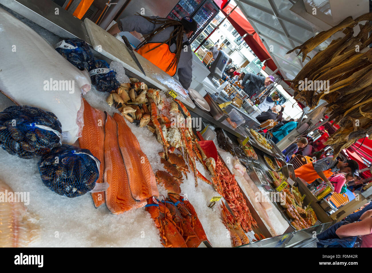 Norwegische Fischmarkt in Bergen, Norwegen Stockfoto