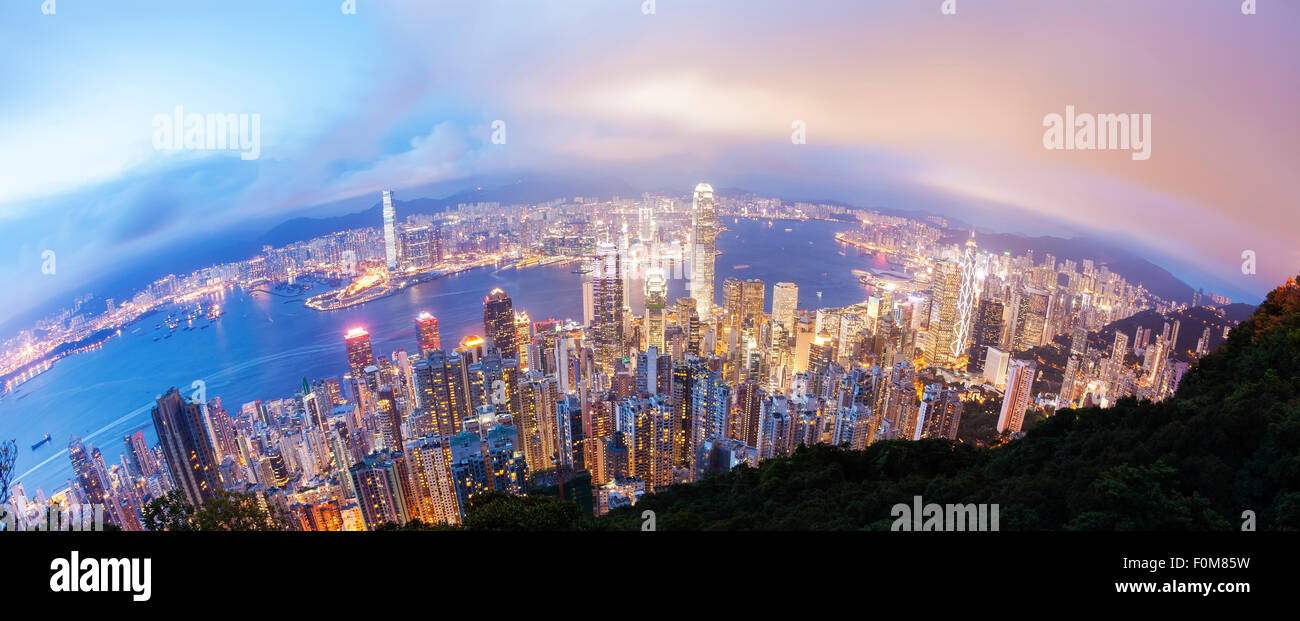Hong Kong bei Nacht Stockfoto