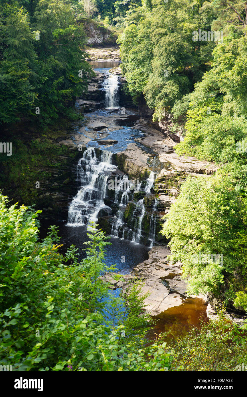 Europa, Großbritannien, Schottland, New Lanark World Heritage Site, The Clyde River fällt Stockfoto