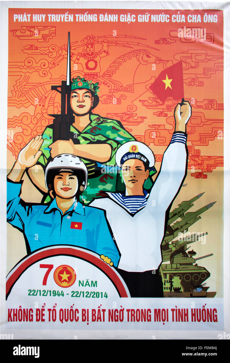 kommunistische Propaganda-Plakate in Hanoi, Vietnam Stockfoto