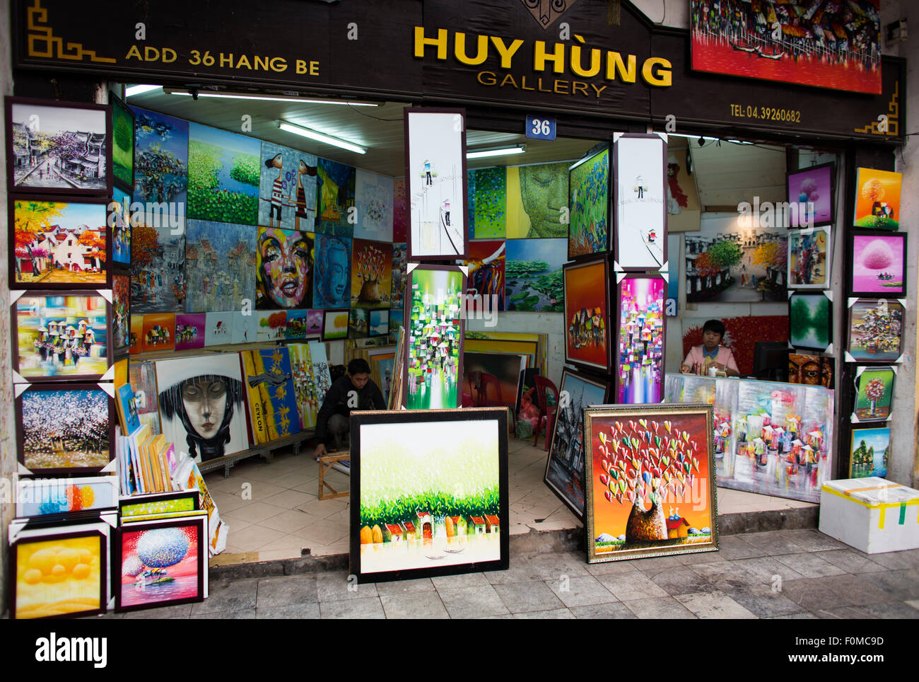 Kunsthandlung in Hanoi, Vietnam Stockfoto