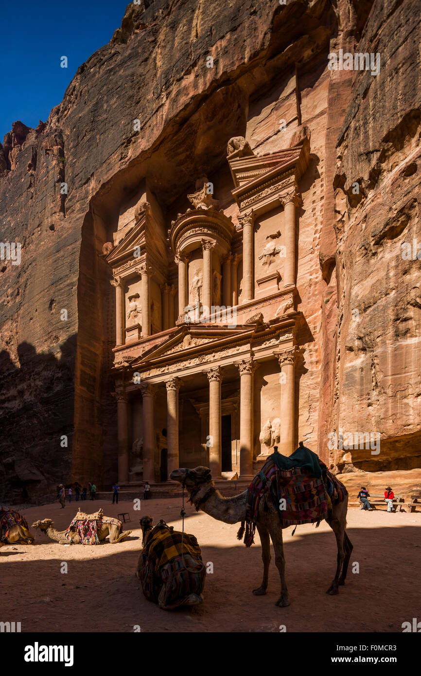 Al-Khaznah oder das Finanzministerium, Petra, Jordanien. Stockfoto