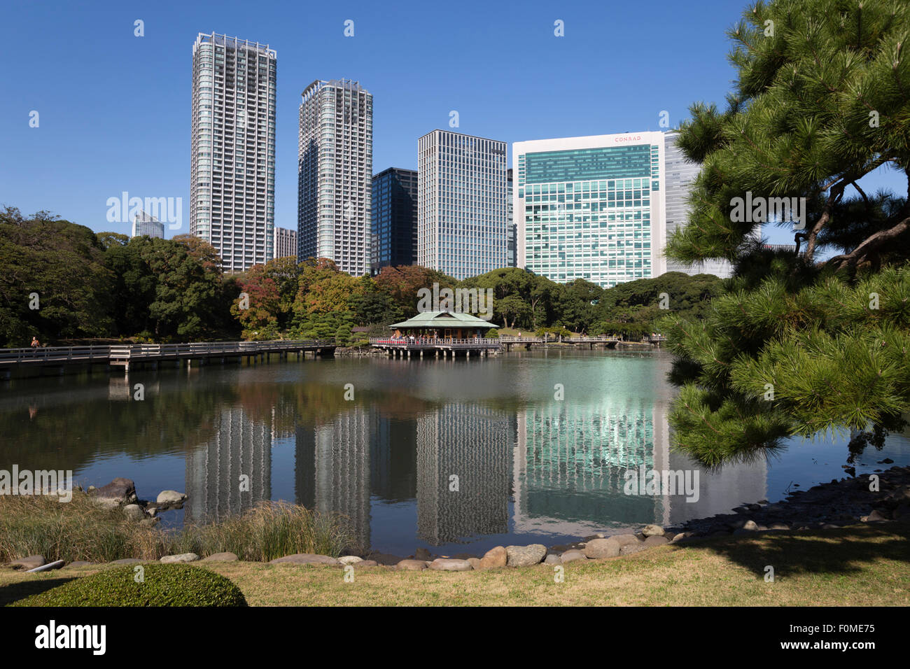 Nakajima Teehaus, Hamarikyu Gärten, Chuo, Tokyo, Japan, Asien Stockfoto