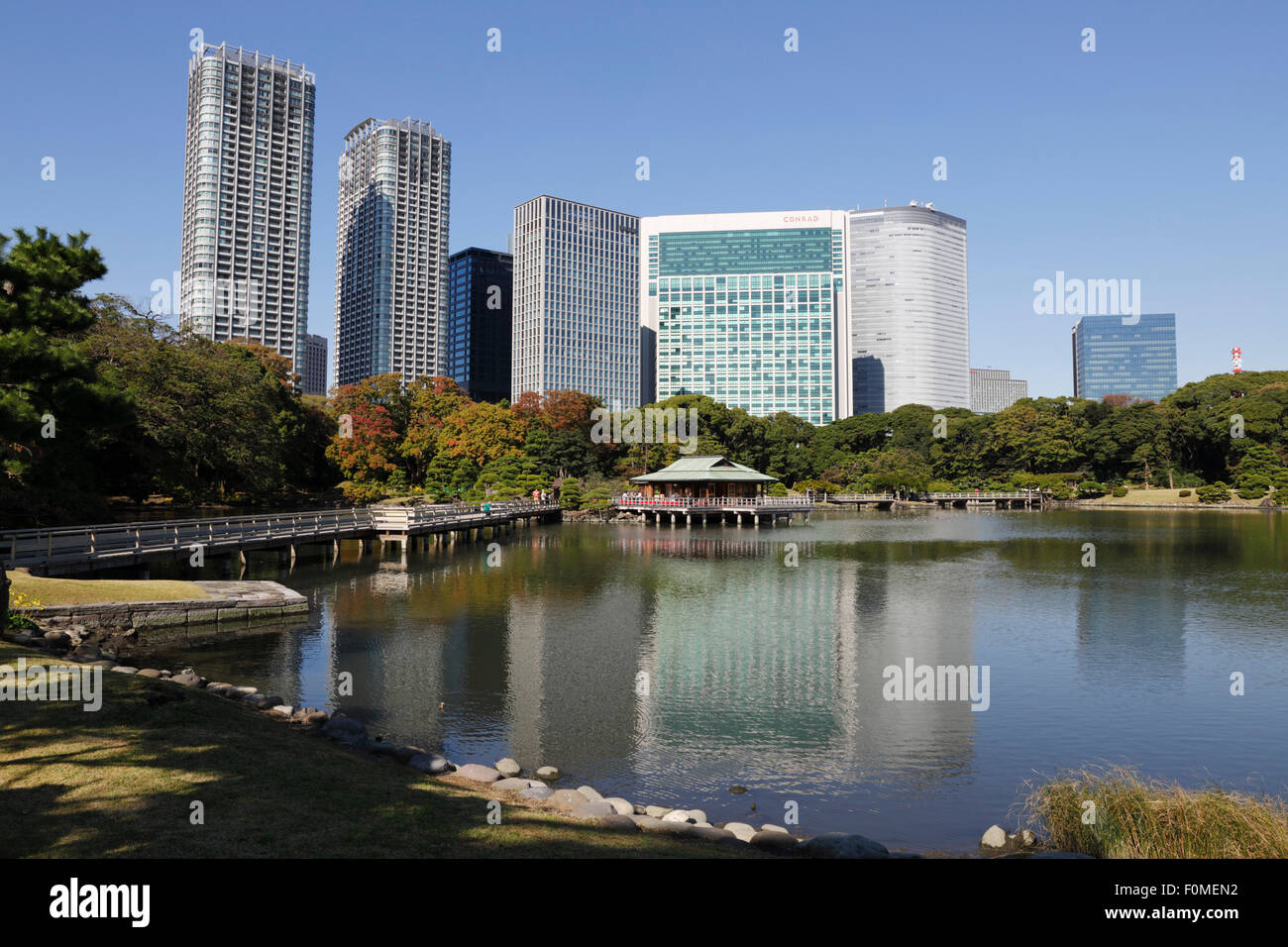 Nakajima Teehaus, Hamarikyu Gärten, Chuo, Tokyo, Japan, Asien Stockfoto